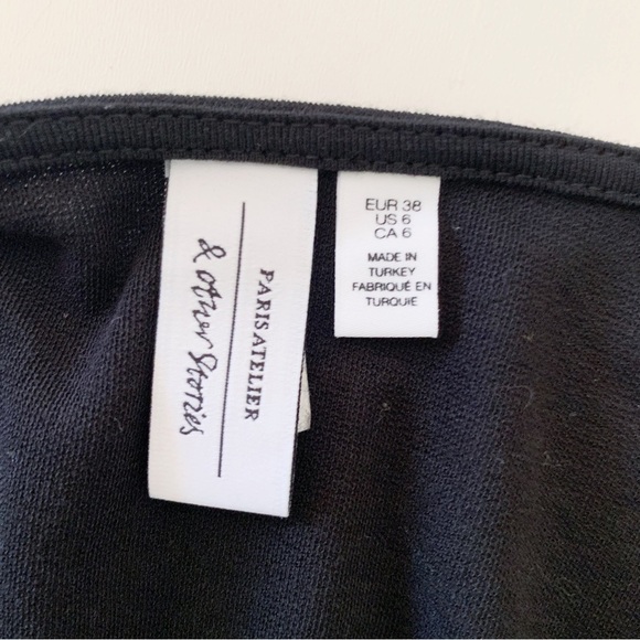 & Other Stories Embroidered Wrap Dress 6 Black Chevron - Picture 6 of 8